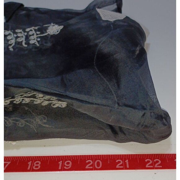 Sheer Black Embroidered Womens L Top Floral Art to Wear Boho Whimsigoth Indie - Picture 5 of 7